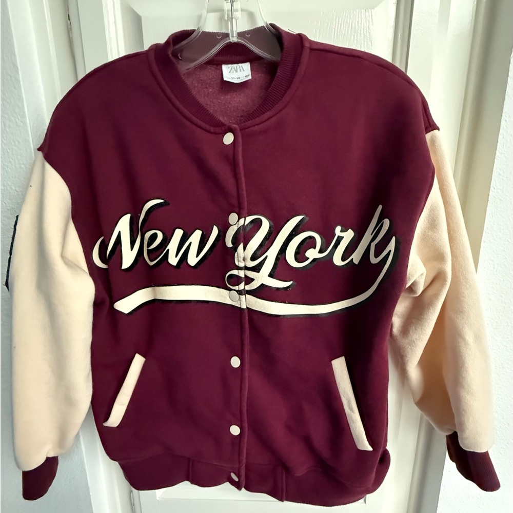 Zara Red and Cream Blazer with Varsity Style